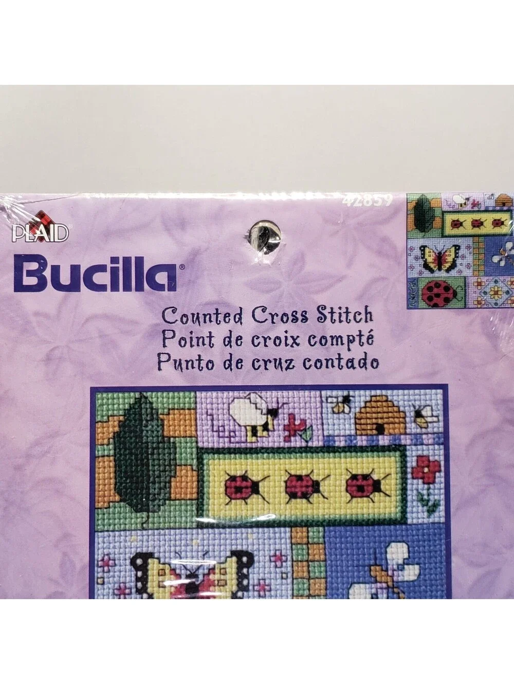 Bucilla Plaid Counted Cross Stitch Kit Nature Patchwork 42859 NEW 2001 Ladybug